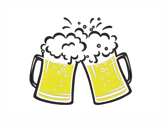 Beer Mugs Embroidery Design