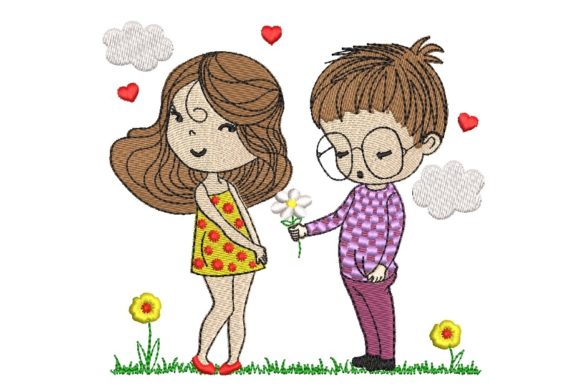 Boy and Girl Love: A Sweet Embroidery Design for Etsy Shops