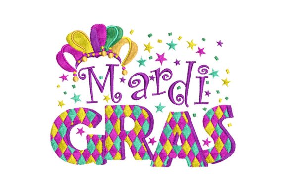 Mardi Gras Banner Embroidery Design
