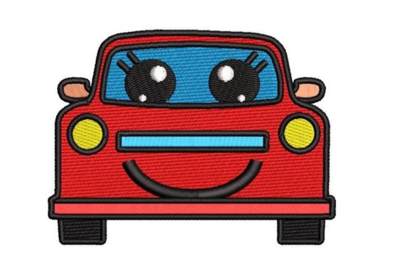 Smiling Car: A Charming Embroidery Design for Gifts