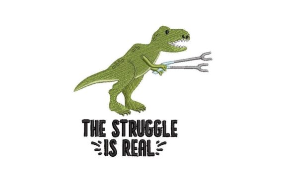 The Struggle is Real: A Dinosaur Pun for Holiday Embroidery